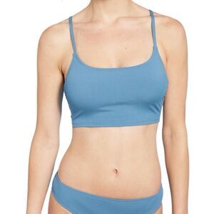 NEW Shade & Shore Longline Ribbed Blue Bikini Top XS